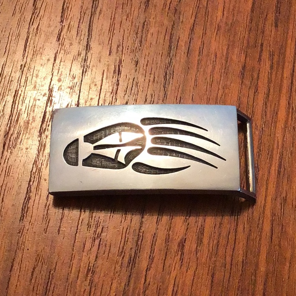 Silver Native American Belt Buckle - Bear Claw